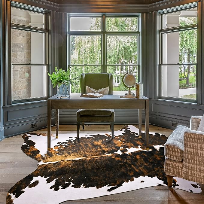 Amearea Faux Cow Hide Rug Large 7×6.2 Feet, Premium Western Home Decor Cow by AmeareaDirect