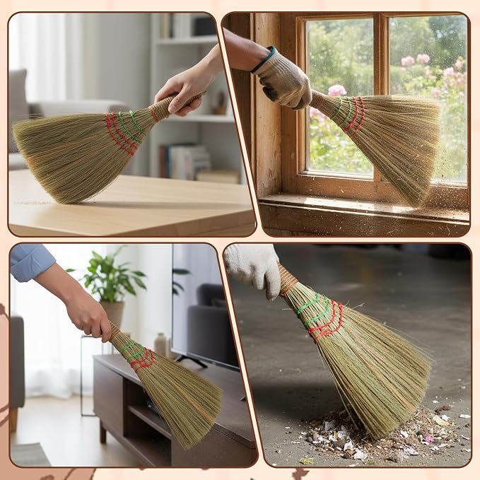 12 Inch Whisk Broom Hand Held, Corn Broom Straw Hand Brooms Handmade Short - Image 6