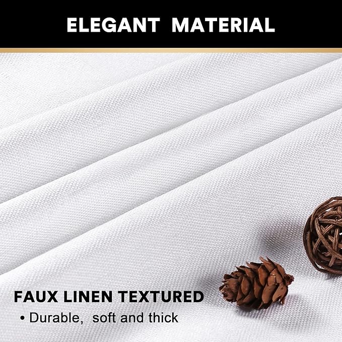 PrinceDeco Pure White Blackout Curtains 63 Inches Long Short Blackout Curtains 2 Panels Sets for Bedroom Living Room Grommet Full Light Blocking Linen Curtains Energy Saving with White Liner