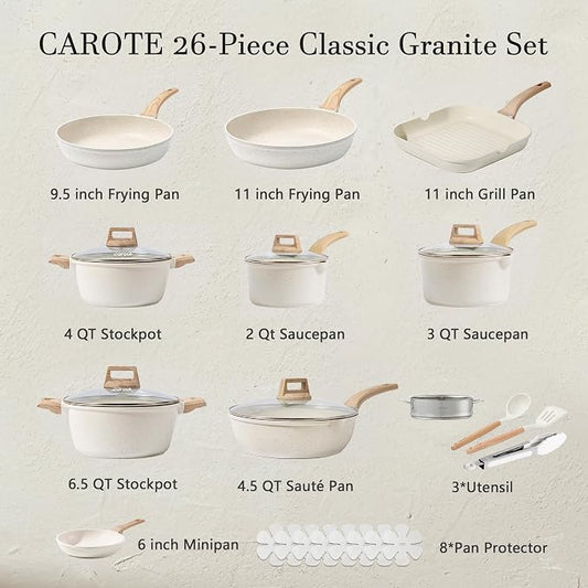 CAROTE Pots and Pans Set Nonstick, Cookware Set Induction Kitchen Cooking Set - Image 2