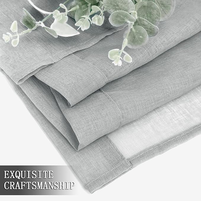 Tollpiz Short Sheer Curtains Linen Textured Living Room Curtain Sheers Light - Image 7