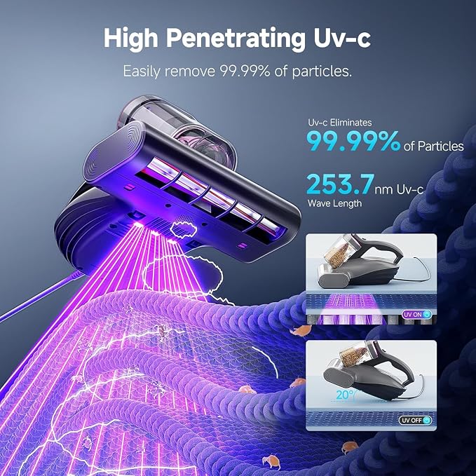 uwant Mattress Vacuum Cleaner, 16Kpa 450W Bed Vacuum Cleaner - Image 3