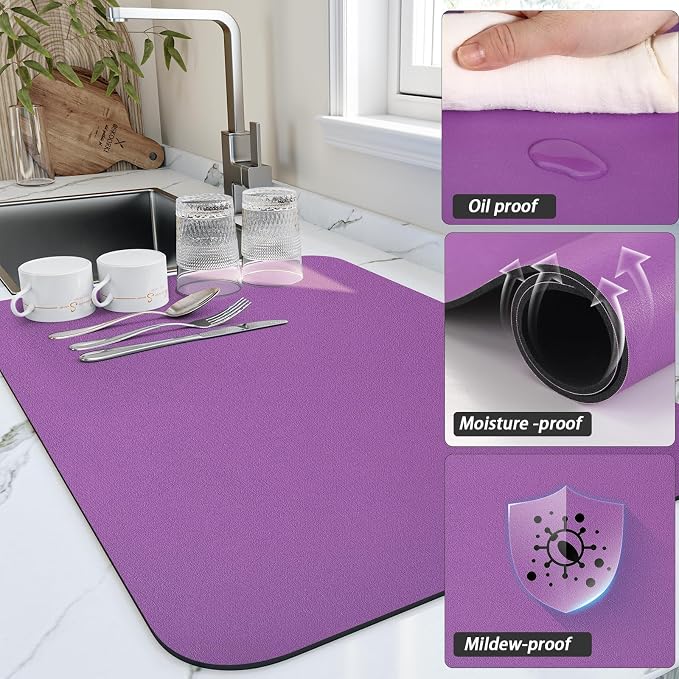 Dish Drying Mat for Kitchen Counter, Heat Resistant Drainer Mats - Image 3