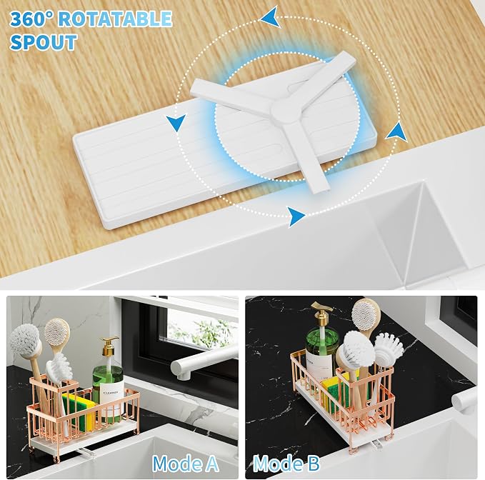 Cisily Rose Gold Sponge Holder for Kitchen Sink, Sink Caddy Organizer - Image 5