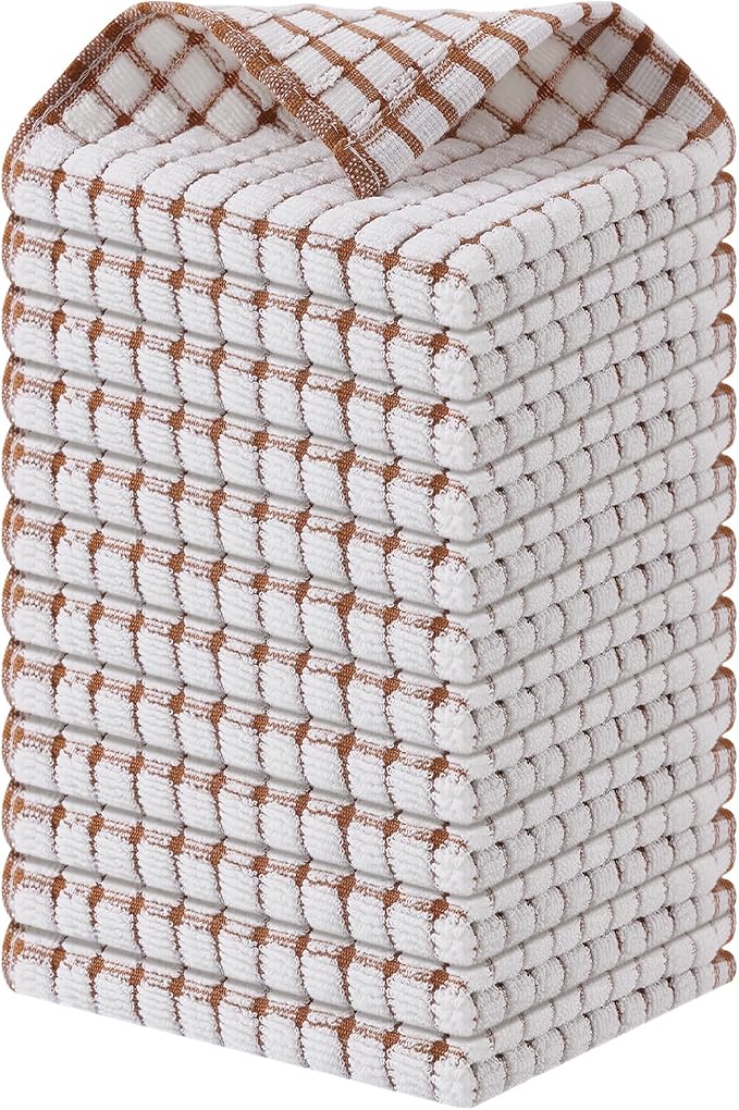 Kitinjoy Cotton 12 Pack Terry Kitchen Dish Cloths, 12 x 12 Inches Super Soft by Kitinjoy