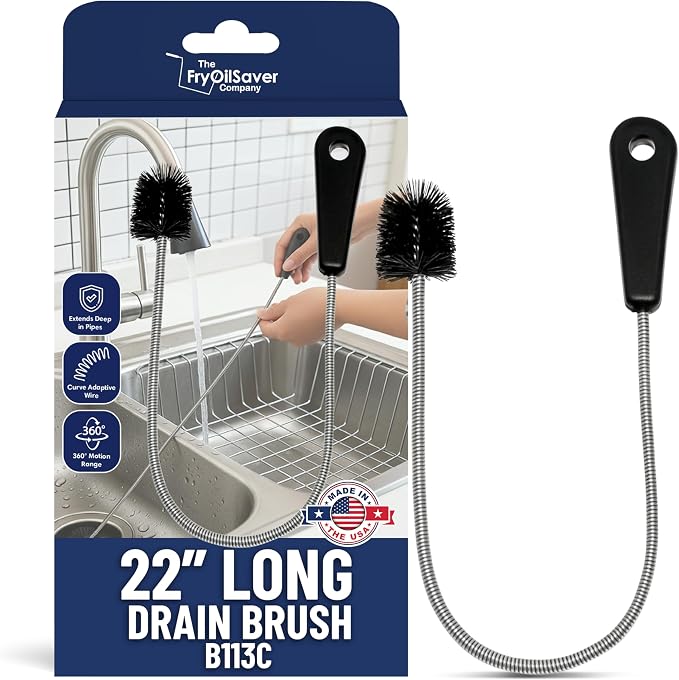 22" Long Sink Drain Brush – Slim Snake Hair Clog Remover Tool by THEFRYOILSAVERCOMPANY