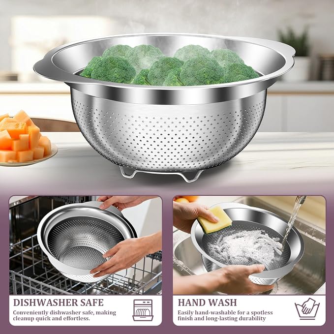 Stainless Steel Colander - 3QT Medium Capacity Strainer - Image 7