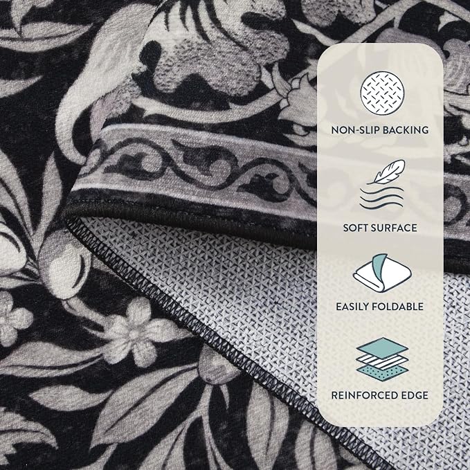 Lahome Bird Area Rugs 9x12 Living Room, Soft Washable Black Rug - Image 7