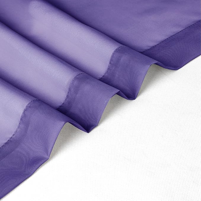Chyhomenyc Purple Sheer Curtains 54 Inch Long 2 Panels, Light Filtering Rod - Image 6