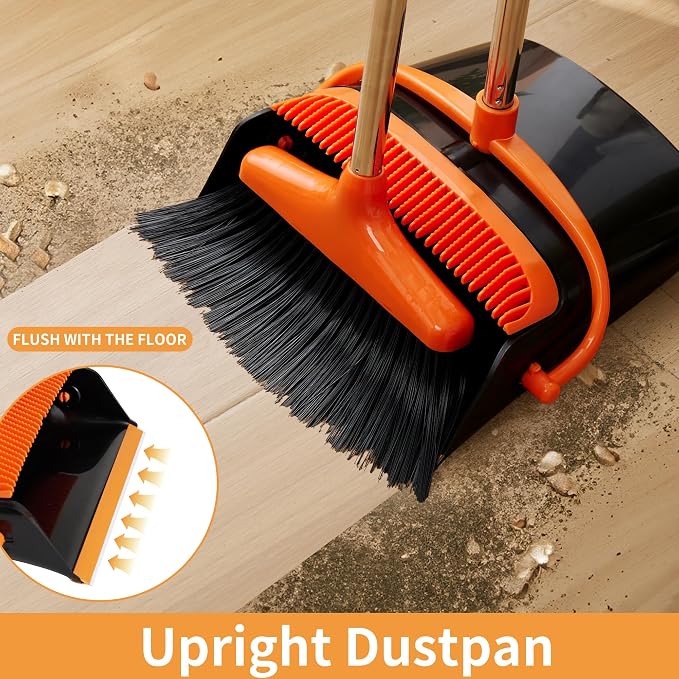 Broom and Dustpan Set Lightweight Upright Lobby Broom and Dust Pan Combo - Image 2