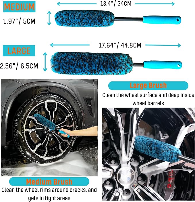 6PCS Car Wheel Cleaning Detailing Pro Kit, Tire Brush, Detailing Brush - Image 4