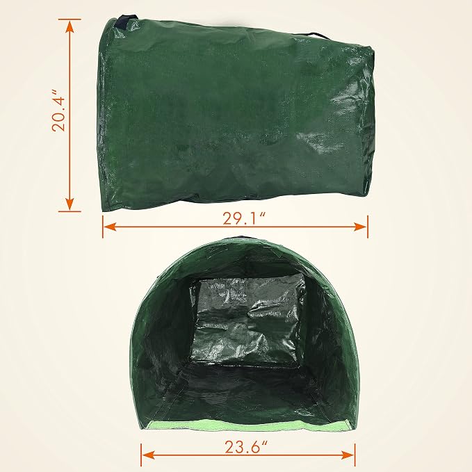 Gardzen 2-Pack 53 Gallon Dustpan-Type Yard Waste Bags, Reusable Heavy Duty - Image 3