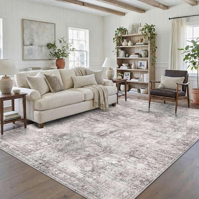 Vintage 5x7 Washable Area Rugs, Dining Room, Boho Indoor Soft Nursery Rugs - Image 3