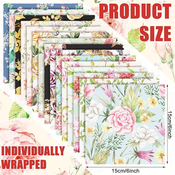 24 Pcs Flower Eyeglasses Cleaning Cloths Lens Cleaning Cloths Reusable Soft - Image 2