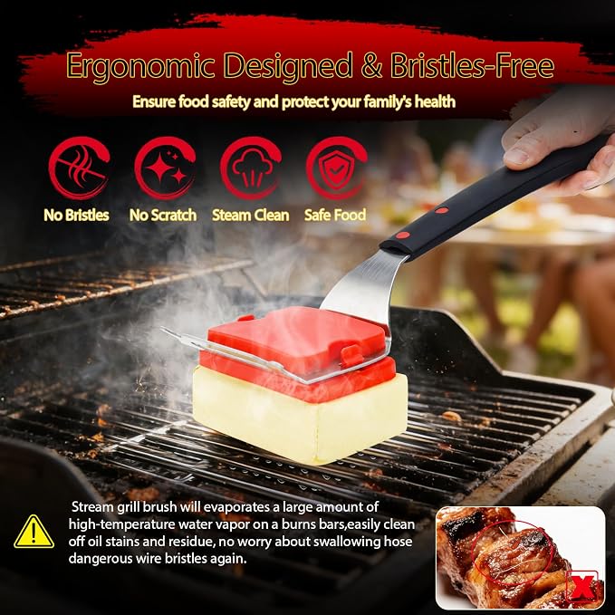 Grill Brush Bristle Free, BBQ Grill Brushes and Scraper - Image 3