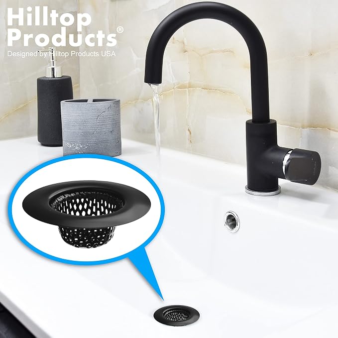 2 Pack - 2.25" Top / 1" Basket- Black Sink Strainer Bathroom, RV and Lavatory - Image 5