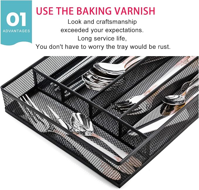JANE EYRE Utensil Drawer Organizer, Cutlery Tray Silverware Flatware Storage - Image 3
