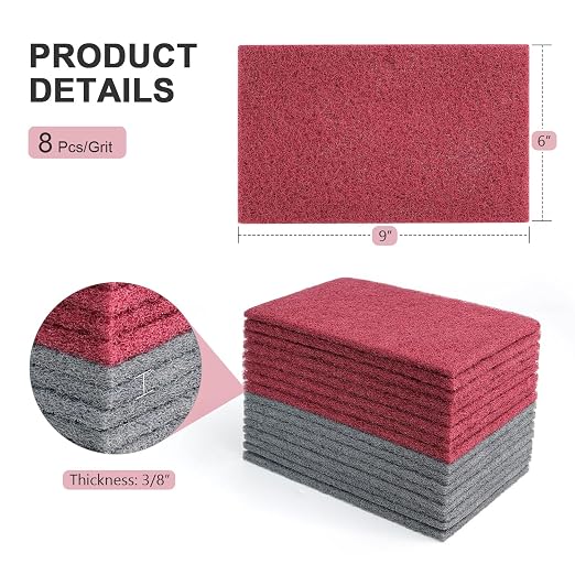 16 Scuff Pad Variety Pack, 8 Each Maroon, Paint Surface Prep Adhesion - Image 2