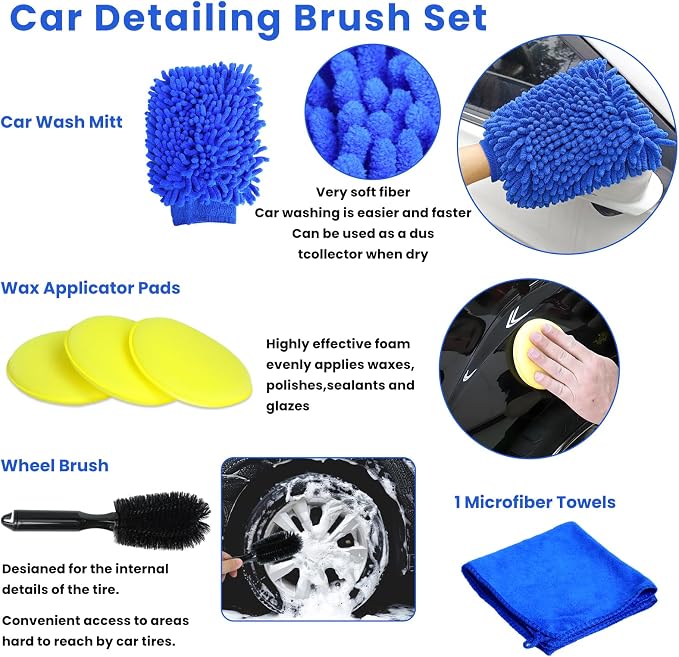 15 Pcs Car Cleaning Kit, Car Detailing Wash Brush Set, Auto Interior External - Image 5
