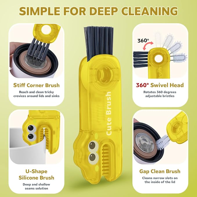 Cup Lid Cleaning Brush, 3 in 1 Lid Cleaner - Image 4