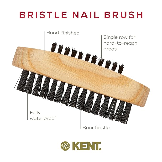 Kent NB2 Natural Bristle Fingernail Brush and Hand Scrub Brush, Beechwood Nail - Image 4