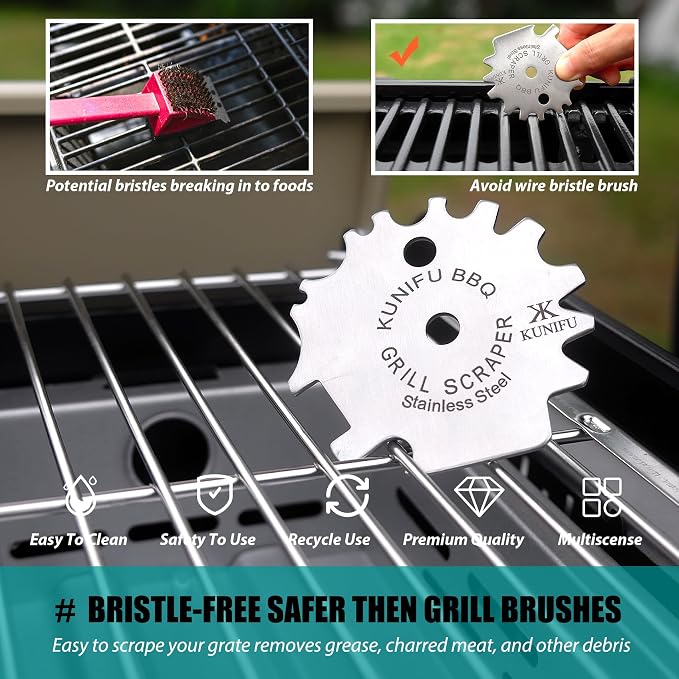 KUNIFU BBQ Grill Scraper, Stocking Stuffers, Bristle-Free - Image 5