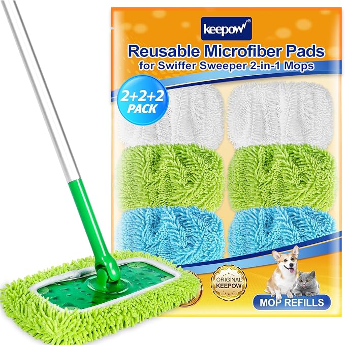 KEEPOW Reusable Microfiber Mop Pads Compatible by KEEPOW