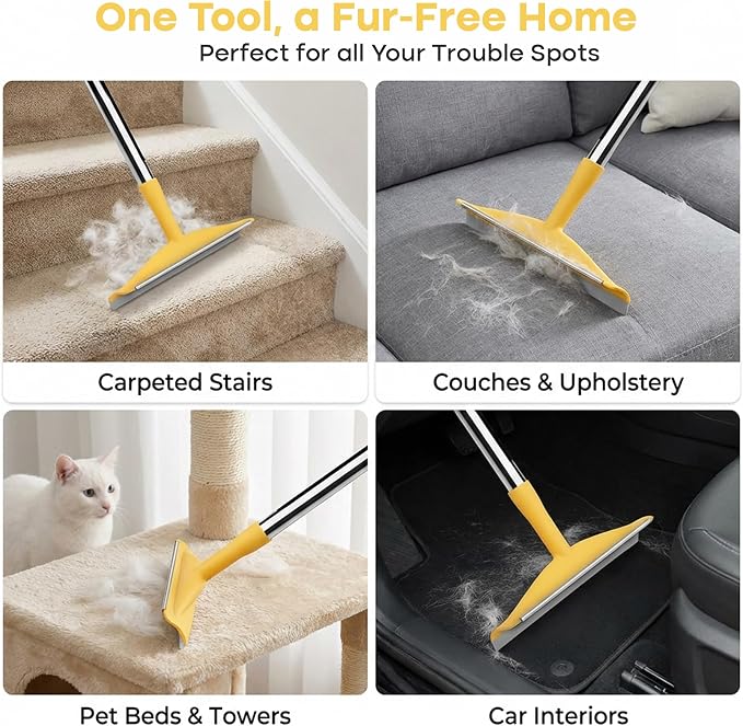 Carpet Rake for Pet Hair Removal – Reusable Cat & Dog Hair Remover Broom - Image 4