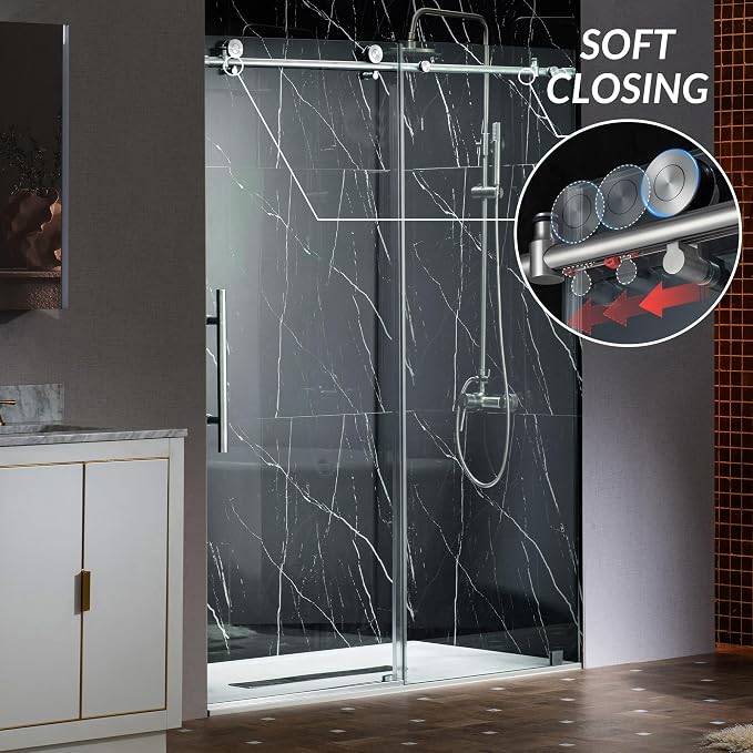Woodbridge Frameless Single Sliding Shower Doors in Polished Chrome Finish - Image 2