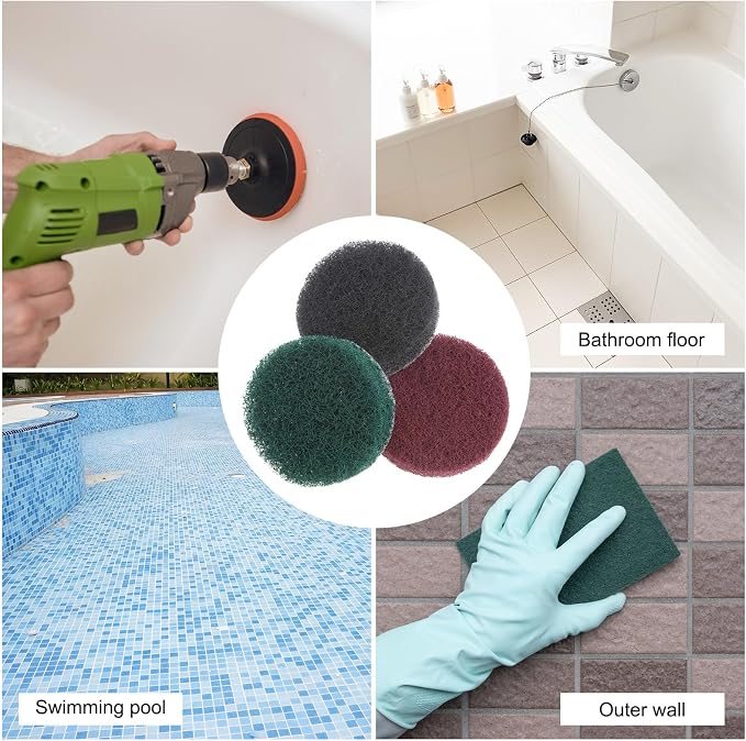 HARFINGTON 6pcs Drill Power Brush 2 inch Tile Scrubber Scouring Pads 800-1000 - Image 5