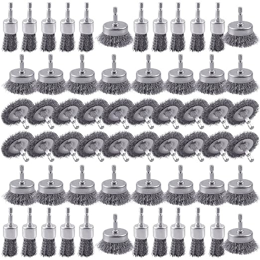 60 Pack Rocaris Carbon Steel Wire Wheel Brush Set by Rocaris