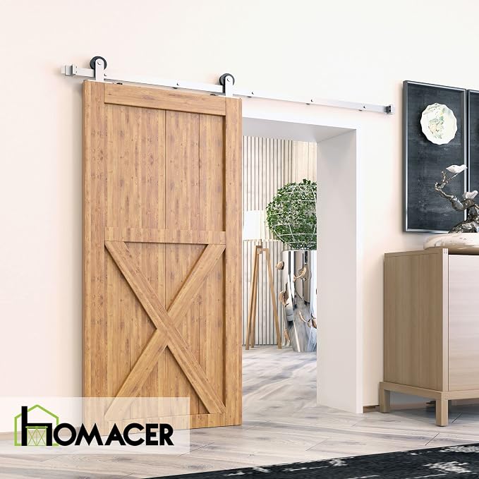 Homacer Brushed Nickel Non-Bypass Sliding Barn Door Hardware Kit, - Image 2
