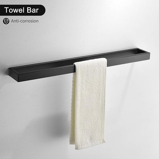 TNOMS Black Towel Bar Set, 4-Pieces Bathroom Hardware Set Modern Bathroom Towel - Image 2