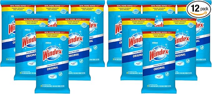 Windex Glass Cleaning Wipes, Pre-Moistened Glass and Surface Wipes to Clean by Windex
