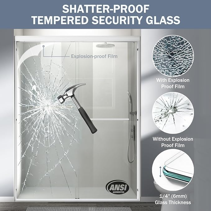 Abruzzo 56" - 60" Adjustable Width Double Sliding Shower Door - Semi-Frameless - Image 7