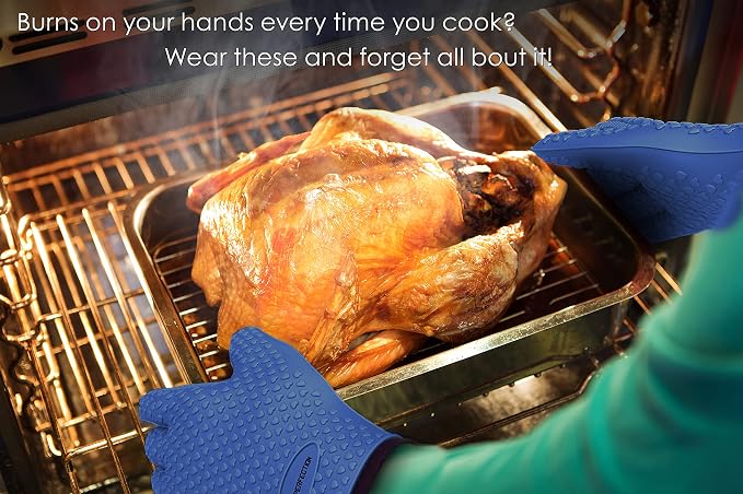 KITCHEN PERFECTION XL Silicone Smoker Oven Gloves-Extreme Heat Resistant BBQ - Image 3