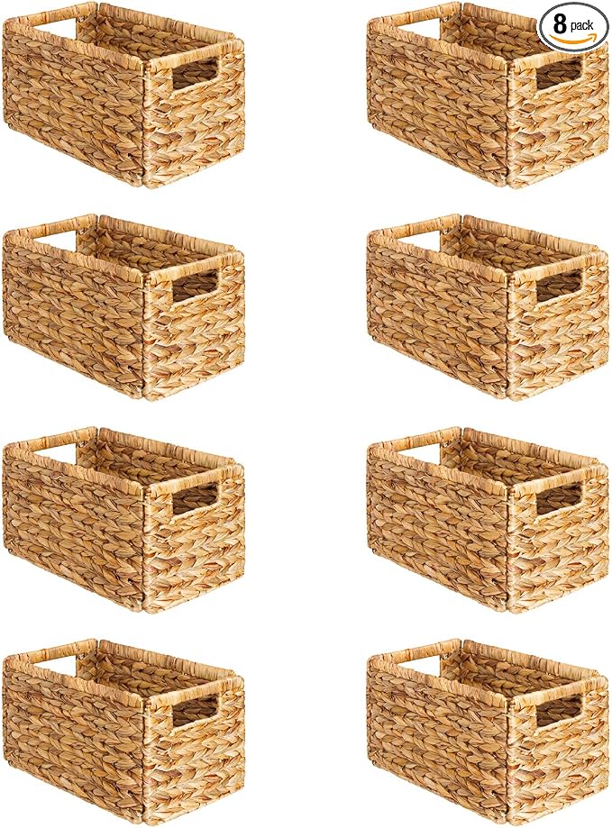 SpaceAid 8 Pack Wicker Basket, Storage Baskets by SpaceAid