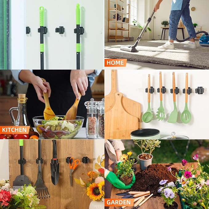 12 PCS Broom Holder Wall Mount, Upgraded Heavy Duty Mop and Broom Holder Wall - Image 6
