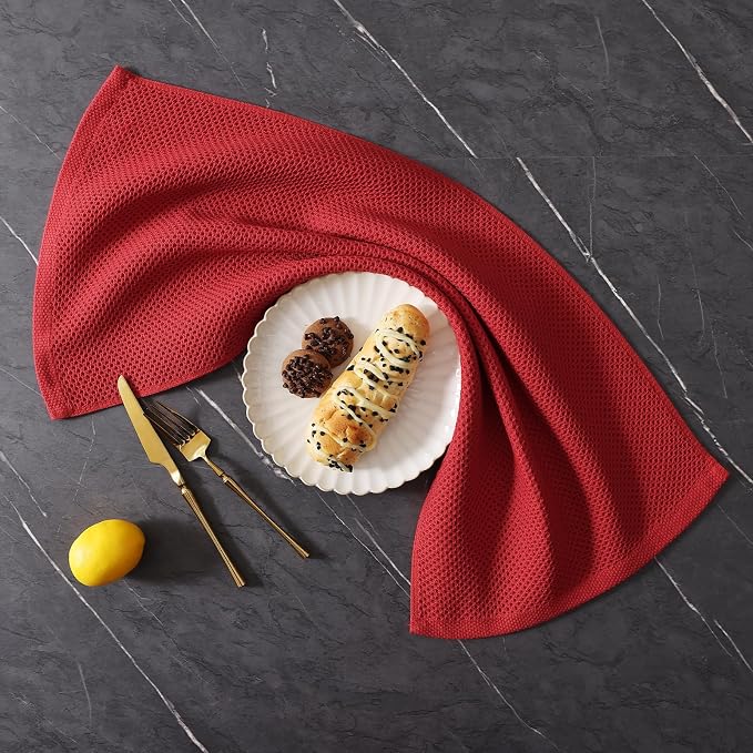 Homaxy 100% Cotton Kitchen Towels and Dishcloths Set, 12 x 12 Inches and 13 x - Image 9