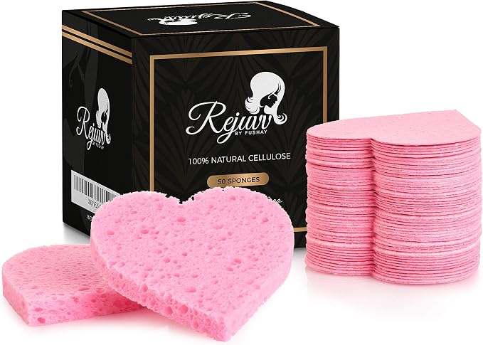 Compressed Facial Sponges 50 Count – Natural Cellulose Sponges by Fushay