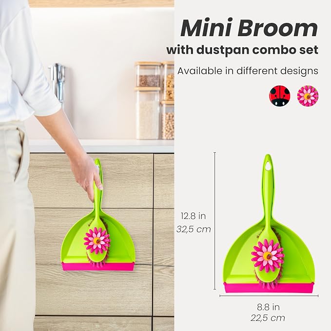 Vigar Flower Power Dust Pan and Brush Handy Set, 12-3/4-Inches - Image 3