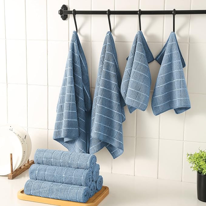 Microfiber Kitchen Towels and Dishcloths Set, 26 X 18 Inch and 12 X 12 Inch - Image 6
