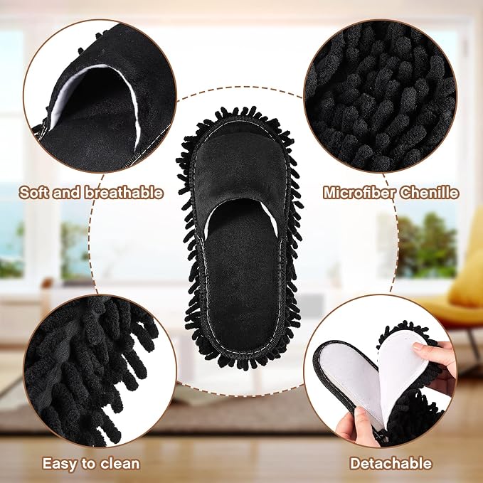 Jecery 2 Pairs Microfiber Cleaning Mop Slippers - Image 4