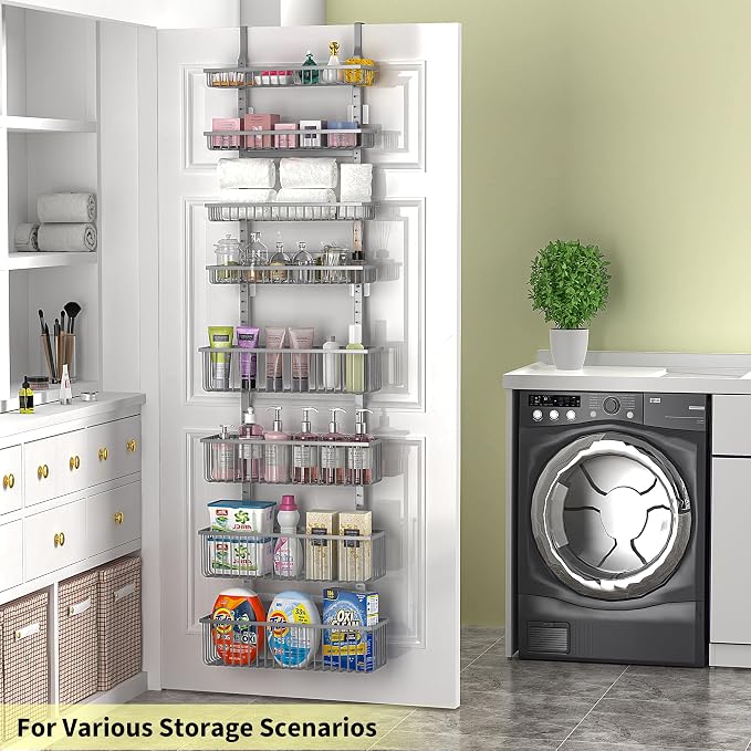 Moforoco Grey Over The Door Pantry Organizer, Pantry Door Organizer Shelves - Image 5