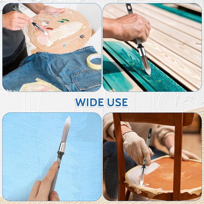 3 Pcs Paint Brushes for Painting Walls 0.37 Inch Small Paint Brush, Trim Paint - Image 8