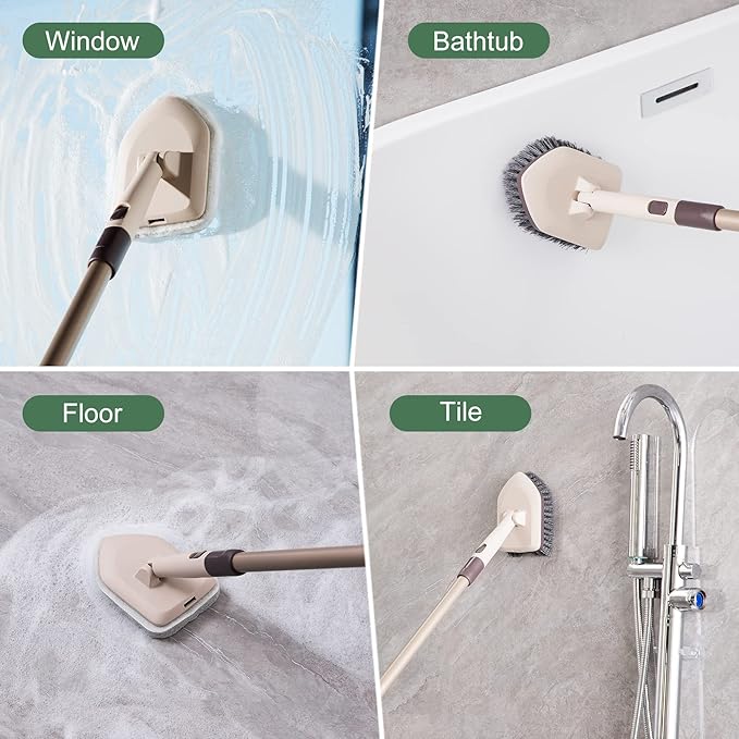 Eyliden Floor & Tub Scrub Brush, 2-in-1 Shower Floor Scrubber - Image 2