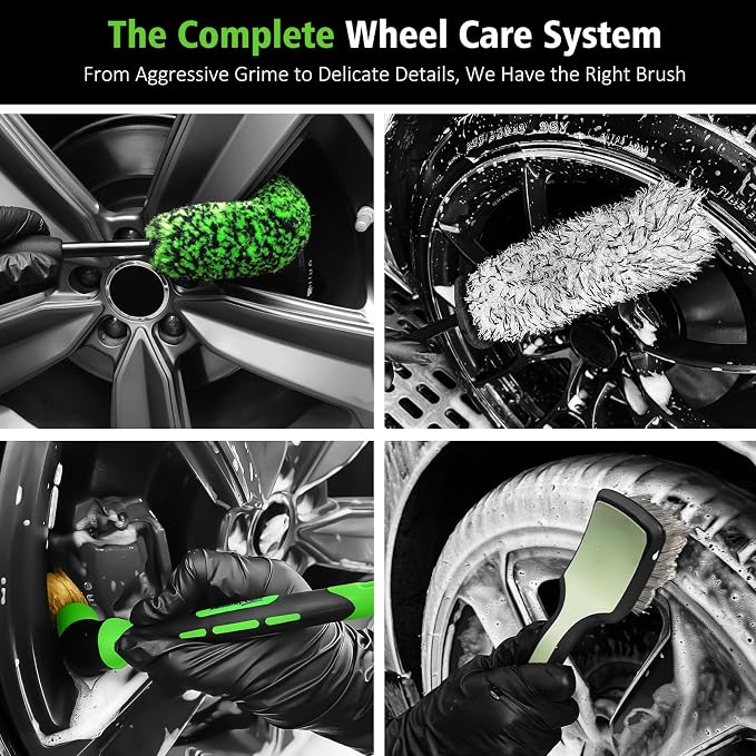 YeewayVeh 4PCS Car Wheel Cleaning Kit, 360° Bendable Wheel Brush - Image 2