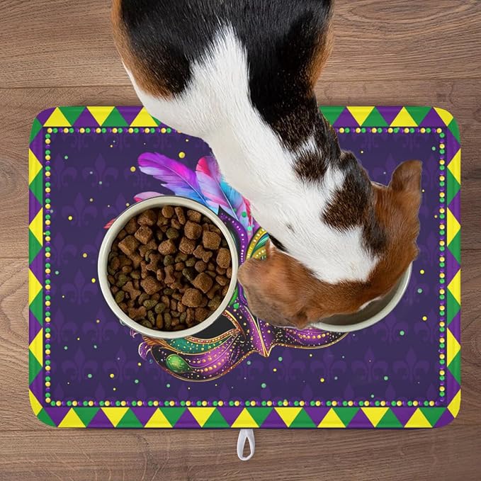 Mardi Gras Dish Drying Mat for Kitchen Counter Masquerade Mask Feather Drying - Image 9