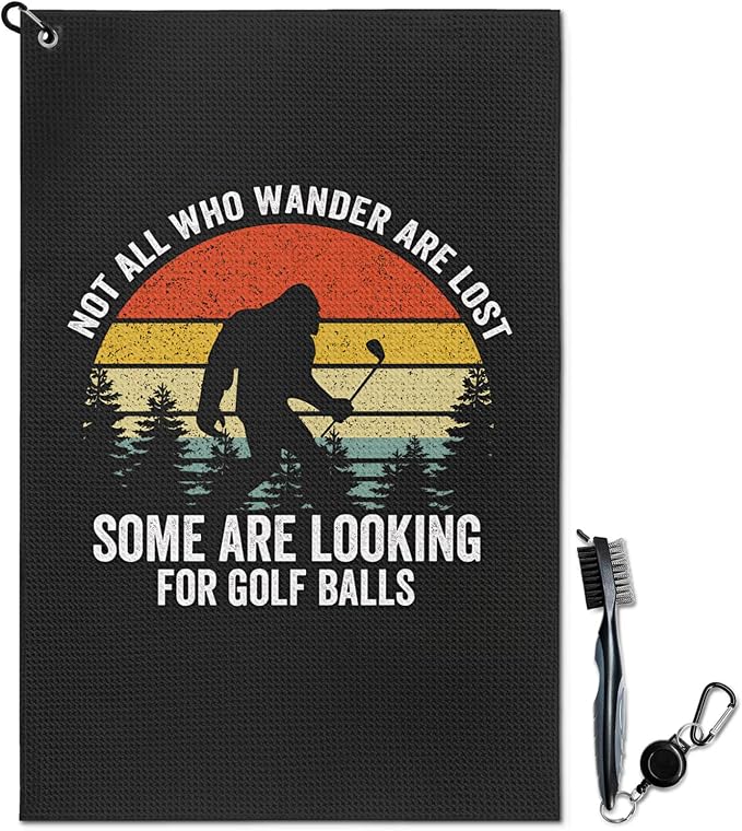 Bigfoot Golf Towel and Brush Set, Sasquatch Gifts by awufncksn