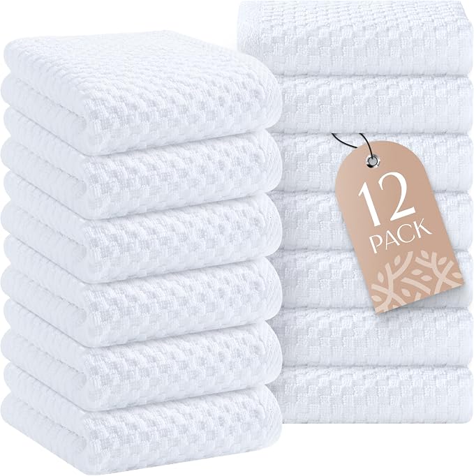 Wealuxe Super Absorbent Kitchen Towels 12 Pack by WhiteClassic